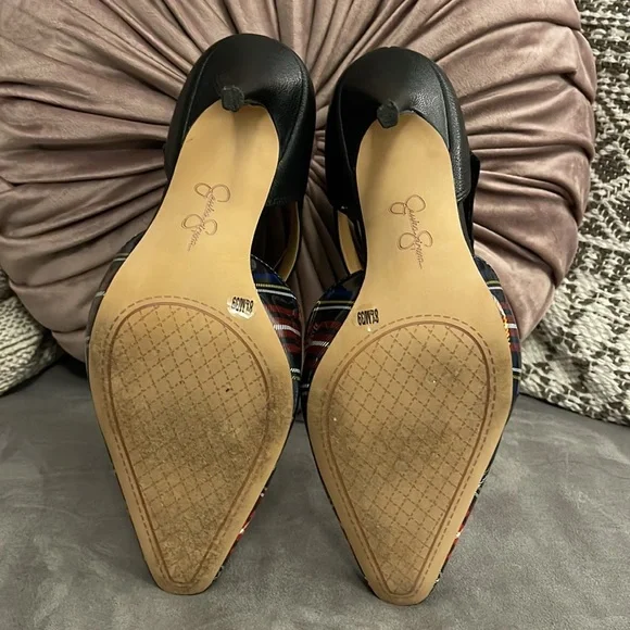 Jessica Simpson Cassiya Blue Plaid Ankle Strap Pumps - Picture 6 of 8